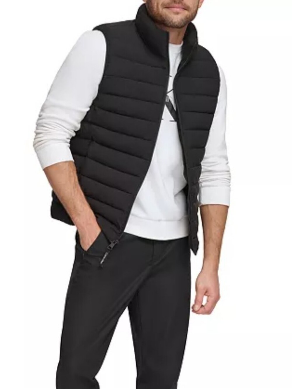 Calvin Klein Men's Black Stretch Puffer Vest NWT